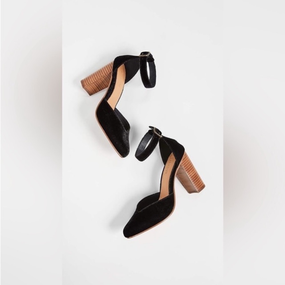 Anthropologie Soludos Collette Heels Leather Velvet Sz 7.5 Night Out Party Prom - Picture 10 of 16